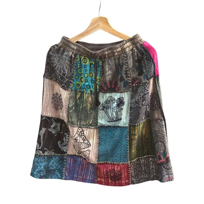 Cotton patchwork skirt (short)