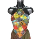 Adjustable Cotton Patches Tie-Dye Diamond Crop Top