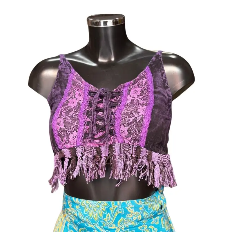 Adjustable Cotton Top Hippie Style Purple