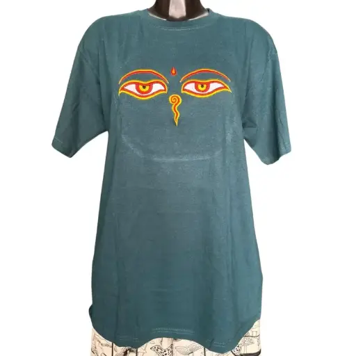 Cotton t-shirt with the eye of Buddha