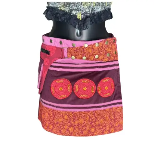 [HW135] Cotton adjustable skirt embroidered