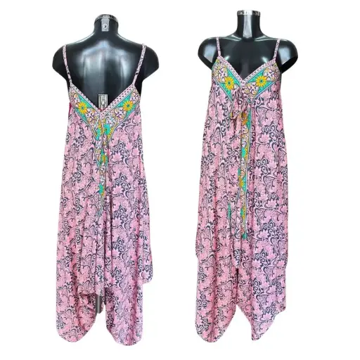 [HW272] Adjustable Silk 2in1 Jumpsuit Pink Floral