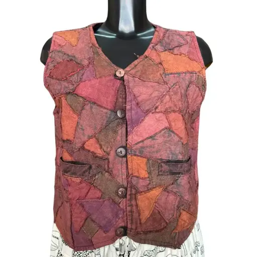 [HW323] Cotton Waistcoat with Patchework